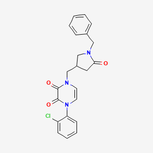 molecular formula C22H20ClN3O3 B6477152 1-[(1-benzyl-5-oxopyrrolidin-3-yl)methyl]-4-(2-chlorophenyl)-1,2,3,4-tetrahydropyrazine-2,3-dione CAS No. 2640892-04-0