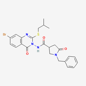 1-benzyl-N-{7-bromo-2-[(2-methylpropyl)sulfanyl]-4-oxo-3,4-dihydroquinazolin-3-yl}-5-oxopyrrolidine-3-carboxamide