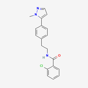 molecular formula C19H18ClN3O B6477161 2-chloro-N-{2-[4-(1-methyl-1H-pyrazol-5-yl)phenyl]ethyl}benzamide CAS No. 2640976-55-0
