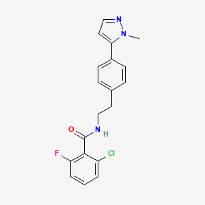 molecular formula C19H17ClFN3O B6477164 2-chloro-6-fluoro-N-{2-[4-(1-methyl-1H-pyrazol-5-yl)phenyl]ethyl}benzamide CAS No. 2640976-29-8