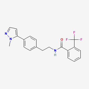 molecular formula C20H18F3N3O B6477183 N-{2-[4-(1-methyl-1H-pyrazol-5-yl)phenyl]ethyl}-2-(trifluoromethyl)benzamide CAS No. 2640828-47-1