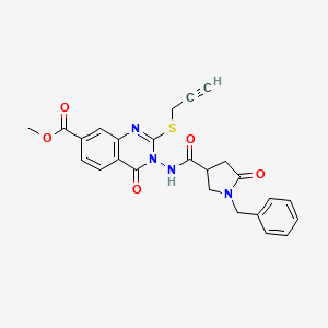 methyl 3-(1-benzyl-5-oxopyrrolidine-3-amido)-4-oxo-2-(prop-2-yn-1-ylsulfanyl)-3,4-dihydroquinazoline-7-carboxylate