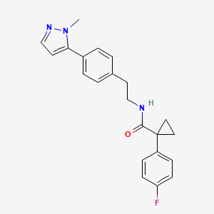 molecular formula C22H22FN3O B6477194 1-(4-fluorophenyl)-N-{2-[4-(1-methyl-1H-pyrazol-5-yl)phenyl]ethyl}cyclopropane-1-carboxamide CAS No. 2640831-00-9