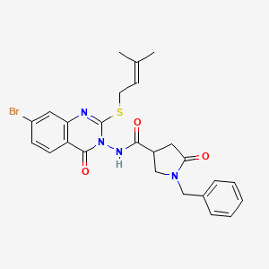 molecular formula C25H25BrN4O3S B6477203 1-benzyl-N-{7-bromo-2-[(3-methylbut-2-en-1-yl)sulfanyl]-4-oxo-3,4-dihydroquinazolin-3-yl}-5-oxopyrrolidine-3-carboxamide CAS No. 2640843-37-2