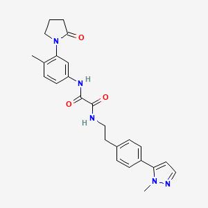 molecular formula C25H27N5O3 B6477343 N'-{2-[4-(1-methyl-1H-pyrazol-5-yl)phenyl]ethyl}-N-[4-methyl-3-(2-oxopyrrolidin-1-yl)phenyl]ethanediamide CAS No. 2640969-30-6