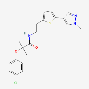 molecular formula C20H22ClN3O2S B6477367 2-(4-chlorophenoxy)-2-methyl-N-{2-[5-(1-methyl-1H-pyrazol-4-yl)thiophen-2-yl]ethyl}propanamide CAS No. 2640978-79-4