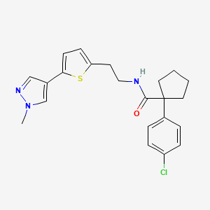 molecular formula C22H24ClN3OS B6477396 1-(4-chlorophenyl)-N-{2-[5-(1-methyl-1H-pyrazol-4-yl)thiophen-2-yl]ethyl}cyclopentane-1-carboxamide CAS No. 2640978-96-5