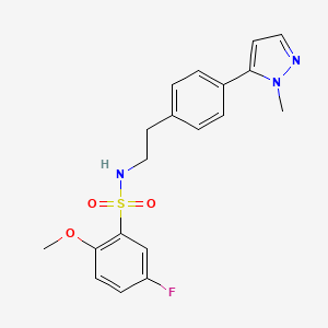 molecular formula C19H20FN3O3S B6477408 5-fluoro-2-methoxy-N-{2-[4-(1-methyl-1H-pyrazol-5-yl)phenyl]ethyl}benzene-1-sulfonamide CAS No. 2640974-87-2