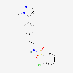 molecular formula C18H18ClN3O2S B6477460 2-chloro-N-{2-[4-(1-methyl-1H-pyrazol-5-yl)phenyl]ethyl}benzene-1-sulfonamide CAS No. 2640973-30-2