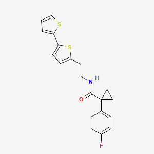 molecular formula C20H18FNOS2 B6477498 N-(2-{[2,2'-bithiophene]-5-yl}ethyl)-1-(4-fluorophenyl)cyclopropane-1-carboxamide CAS No. 2640973-46-0