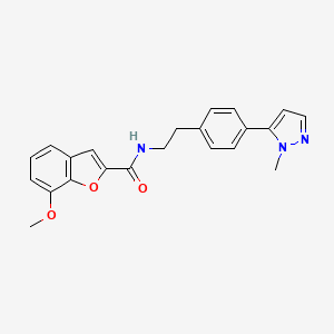 molecular formula C22H21N3O3 B6477551 7-methoxy-N-{2-[4-(1-methyl-1H-pyrazol-5-yl)phenyl]ethyl}-1-benzofuran-2-carboxamide CAS No. 2640959-40-4
