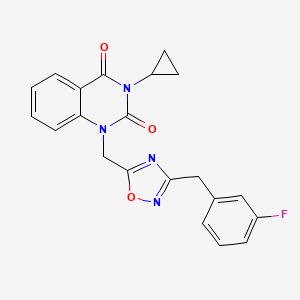 molecular formula C21H17FN4O3 B6477617 3-cyclopropyl-1-({3-[(3-fluorophenyl)methyl]-1,2,4-oxadiazol-5-yl}methyl)-1,2,3,4-tetrahydroquinazoline-2,4-dione CAS No. 2640828-64-2