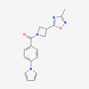 molecular formula C17H16N4O2 B6477621 3-methyl-5-{1-[4-(1H-pyrrol-1-yl)benzoyl]azetidin-3-yl}-1,2,4-oxadiazole CAS No. 1286726-60-0