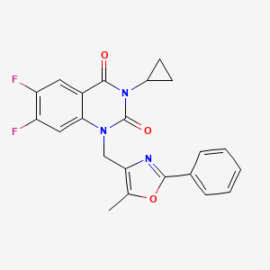 3-cyclopropyl-6,7-difluoro-1-[(5-methyl-2-phenyl-1,3-oxazol-4-yl)methyl]-1,2,3,4-tetrahydroquinazoline-2,4-dione