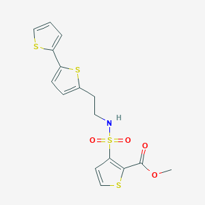 molecular formula C16H15NO4S4 B6477640 methyl 3-[(2-{[2,2'-bithiophene]-5-yl}ethyl)sulfamoyl]thiophene-2-carboxylate CAS No. 2640836-21-9