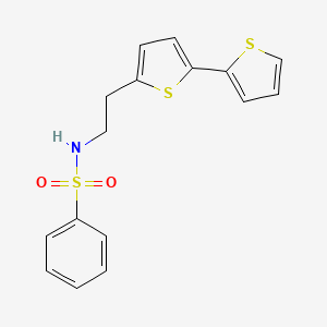 molecular formula C16H15NO2S3 B6477663 N-(2-{[2,2'-bithiophene]-5-yl}ethyl)benzenesulfonamide CAS No. 2640977-20-2
