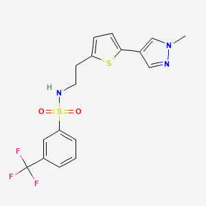 molecular formula C17H16F3N3O2S2 B6477693 N-{2-[5-(1-methyl-1H-pyrazol-4-yl)thiophen-2-yl]ethyl}-3-(trifluoromethyl)benzene-1-sulfonamide CAS No. 2640818-21-7