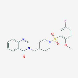 molecular formula C21H22FN3O4S B6477701 3-{[1-(5-fluoro-2-methoxybenzenesulfonyl)piperidin-4-yl]methyl}-3,4-dihydroquinazolin-4-one CAS No. 2640818-28-4