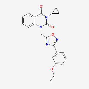 molecular formula C22H20N4O4 B6477721 3-cyclopropyl-1-{[3-(3-ethoxyphenyl)-1,2,4-oxadiazol-5-yl]methyl}-1,2,3,4-tetrahydroquinazoline-2,4-dione CAS No. 2640874-53-7