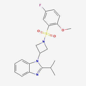 molecular formula C20H22FN3O3S B6477727 1-[1-(5-fluoro-2-methoxybenzenesulfonyl)azetidin-3-yl]-2-(propan-2-yl)-1H-1,3-benzodiazole CAS No. 2640822-38-2