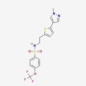 molecular formula C17H16F3N3O3S2 B6477740 N-{2-[5-(1-methyl-1H-pyrazol-4-yl)thiophen-2-yl]ethyl}-4-(trifluoromethoxy)benzene-1-sulfonamide CAS No. 2640969-55-5