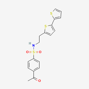 molecular formula C18H17NO3S3 B6477747 4-acetyl-N-(2-{[2,2'-bithiophene]-5-yl}ethyl)benzene-1-sulfonamide CAS No. 2640817-66-7