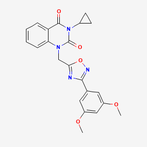 molecular formula C22H20N4O5 B6477754 3-cyclopropyl-1-{[3-(3,5-dimethoxyphenyl)-1,2,4-oxadiazol-5-yl]methyl}-1,2,3,4-tetrahydroquinazoline-2,4-dione CAS No. 2640979-26-4