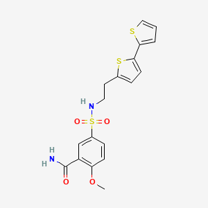 molecular formula C18H18N2O4S3 B6477764 5-[(2-{[2,2'-bithiophene]-5-yl}ethyl)sulfamoyl]-2-methoxybenzamide CAS No. 2640878-61-9