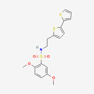 molecular formula C18H19NO4S3 B6477792 N-(2-{[2,2'-bithiophene]-5-yl}ethyl)-2,5-dimethoxybenzene-1-sulfonamide CAS No. 2640969-62-4