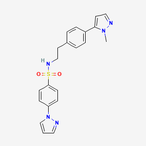 molecular formula C21H21N5O2S B6477820 N-{2-[4-(1-methyl-1H-pyrazol-5-yl)phenyl]ethyl}-4-(1H-pyrazol-1-yl)benzene-1-sulfonamide CAS No. 2640978-60-3