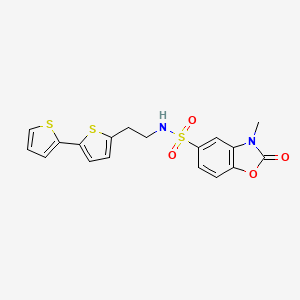 molecular formula C18H16N2O4S3 B6477823 N-(2-{[2,2'-bithiophene]-5-yl}ethyl)-3-methyl-2-oxo-2,3-dihydro-1,3-benzoxazole-5-sulfonamide CAS No. 2640829-08-7