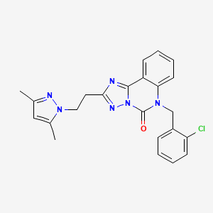 molecular formula C23H21ClN6O B6477825 6-[(2-chlorophenyl)methyl]-2-[2-(3,5-dimethyl-1H-pyrazol-1-yl)ethyl]-5H,6H-[1,2,4]triazolo[1,5-c]quinazolin-5-one CAS No. 2640828-53-9