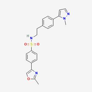 molecular formula C22H22N4O3S B6477833 4-(2-methyl-1,3-oxazol-4-yl)-N-{2-[4-(1-methyl-1H-pyrazol-5-yl)phenyl]ethyl}benzene-1-sulfonamide CAS No. 2640972-76-3