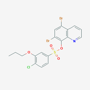 molecular formula C18H14Br2ClNO4S B6477855 5,7-dibromoquinolin-8-yl 4-chloro-3-propoxybenzene-1-sulfonate CAS No. 2640972-05-8