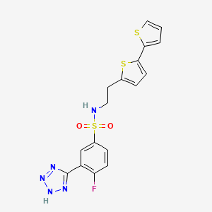 molecular formula C17H14FN5O2S3 B6477891 N-(2-{[2,2'-bithiophene]-5-yl}ethyl)-4-fluoro-3-(1H-1,2,3,4-tetrazol-5-yl)benzene-1-sulfonamide CAS No. 2640975-64-8