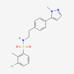 molecular formula C19H20ClN3O2S B6477922 3-chloro-2-methyl-N-{2-[4-(1-methyl-1H-pyrazol-5-yl)phenyl]ethyl}benzene-1-sulfonamide CAS No. 2640885-63-6