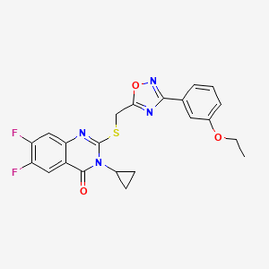molecular formula C22H18F2N4O3S B6477969 3-cyclopropyl-2-({[3-(3-ethoxyphenyl)-1,2,4-oxadiazol-5-yl]methyl}sulfanyl)-6,7-difluoro-3,4-dihydroquinazolin-4-one CAS No. 2640976-63-0
