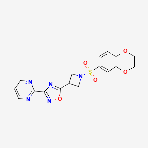 molecular formula C17H15N5O5S B6478029 2-{5-[1-(2,3-dihydro-1,4-benzodioxine-6-sulfonyl)azetidin-3-yl]-1,2,4-oxadiazol-3-yl}pyrimidine CAS No. 1324506-45-7