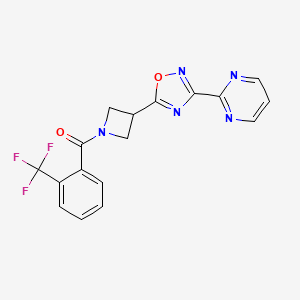 molecular formula C17H12F3N5O2 B6478041 2-(5-{1-[2-(trifluoromethyl)benzoyl]azetidin-3-yl}-1,2,4-oxadiazol-3-yl)pyrimidine CAS No. 1327529-06-5