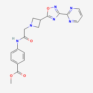 molecular formula C19H18N6O4 B6478061 methyl 4-(2-{3-[3-(pyrimidin-2-yl)-1,2,4-oxadiazol-5-yl]azetidin-1-yl}acetamido)benzoate CAS No. 1323775-72-9