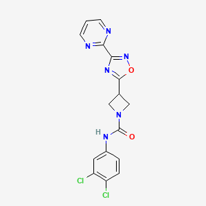 molecular formula C16H12Cl2N6O2 B6478065 N-(3,4-dichlorophenyl)-3-[3-(pyrimidin-2-yl)-1,2,4-oxadiazol-5-yl]azetidine-1-carboxamide CAS No. 1327529-24-7