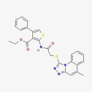 ethyl 2-[2-({5-methyl-[1,2,4]triazolo[4,3-a]quinolin-1-yl}sulfanyl)acetamido]-4-phenylthiophene-3-carboxylate