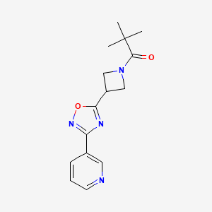 molecular formula C15H18N4O2 B6478076 2,2-dimethyl-1-{3-[3-(pyridin-3-yl)-1,2,4-oxadiazol-5-yl]azetidin-1-yl}propan-1-one CAS No. 1327574-38-8