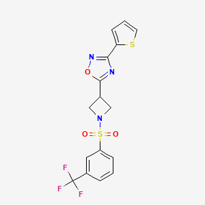 molecular formula C16H12F3N3O3S2 B6478096 3-(thiophen-2-yl)-5-{1-[3-(trifluoromethyl)benzenesulfonyl]azetidin-3-yl}-1,2,4-oxadiazole CAS No. 1324107-58-5