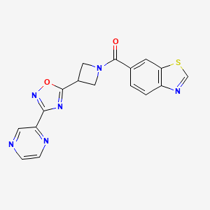 molecular formula C17H12N6O2S B6478135 6-{3-[3-(pyrazin-2-yl)-1,2,4-oxadiazol-5-yl]azetidine-1-carbonyl}-1,3-benzothiazole CAS No. 1327232-64-3