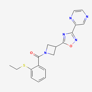 2-(5-{1-[2-(ethylsulfanyl)benzoyl]azetidin-3-yl}-1,2,4-oxadiazol-3-yl)pyrazine
