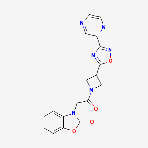 3-(2-oxo-2-{3-[3-(pyrazin-2-yl)-1,2,4-oxadiazol-5-yl]azetidin-1-yl}ethyl)-2,3-dihydro-1,3-benzoxazol-2-one