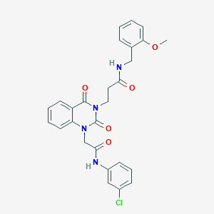 molecular formula C27H25ClN4O5 B6478167 3-(1-{[(3-chlorophenyl)carbamoyl]methyl}-2,4-dioxo-1,2,3,4-tetrahydroquinazolin-3-yl)-N-[(2-methoxyphenyl)methyl]propanamide CAS No. 899939-53-8
