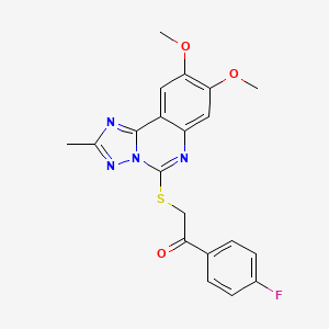 molecular formula C20H17FN4O3S B6478191 2-({8,9-dimethoxy-2-methyl-[1,2,4]triazolo[1,5-c]quinazolin-5-yl}sulfanyl)-1-(4-fluorophenyl)ethan-1-one CAS No. 901735-99-7