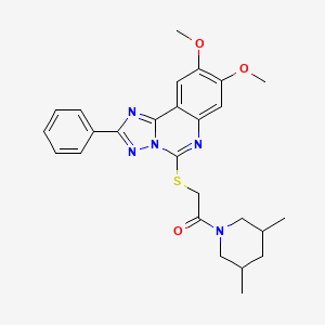 2-({8,9-dimethoxy-2-phenyl-[1,2,4]triazolo[1,5-c]quinazolin-5-yl}sulfanyl)-1-(3,5-dimethylpiperidin-1-yl)ethan-1-one